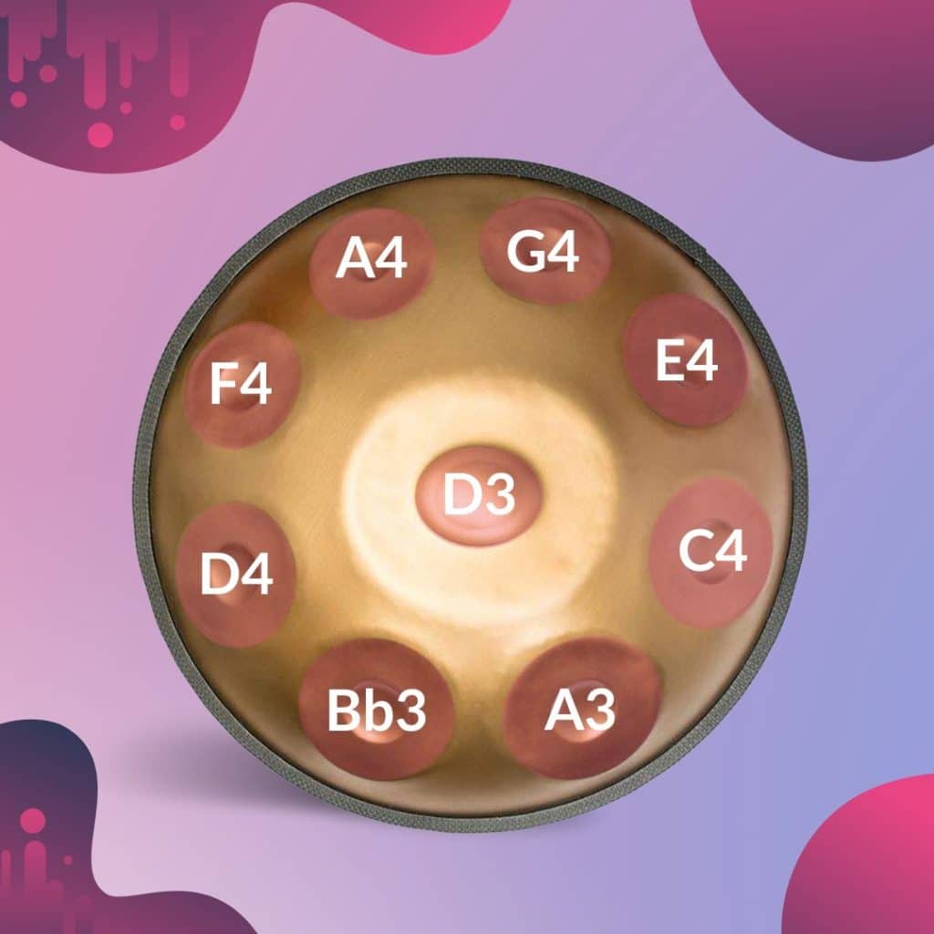 Golden Handpan – 9 Notes – D Minor