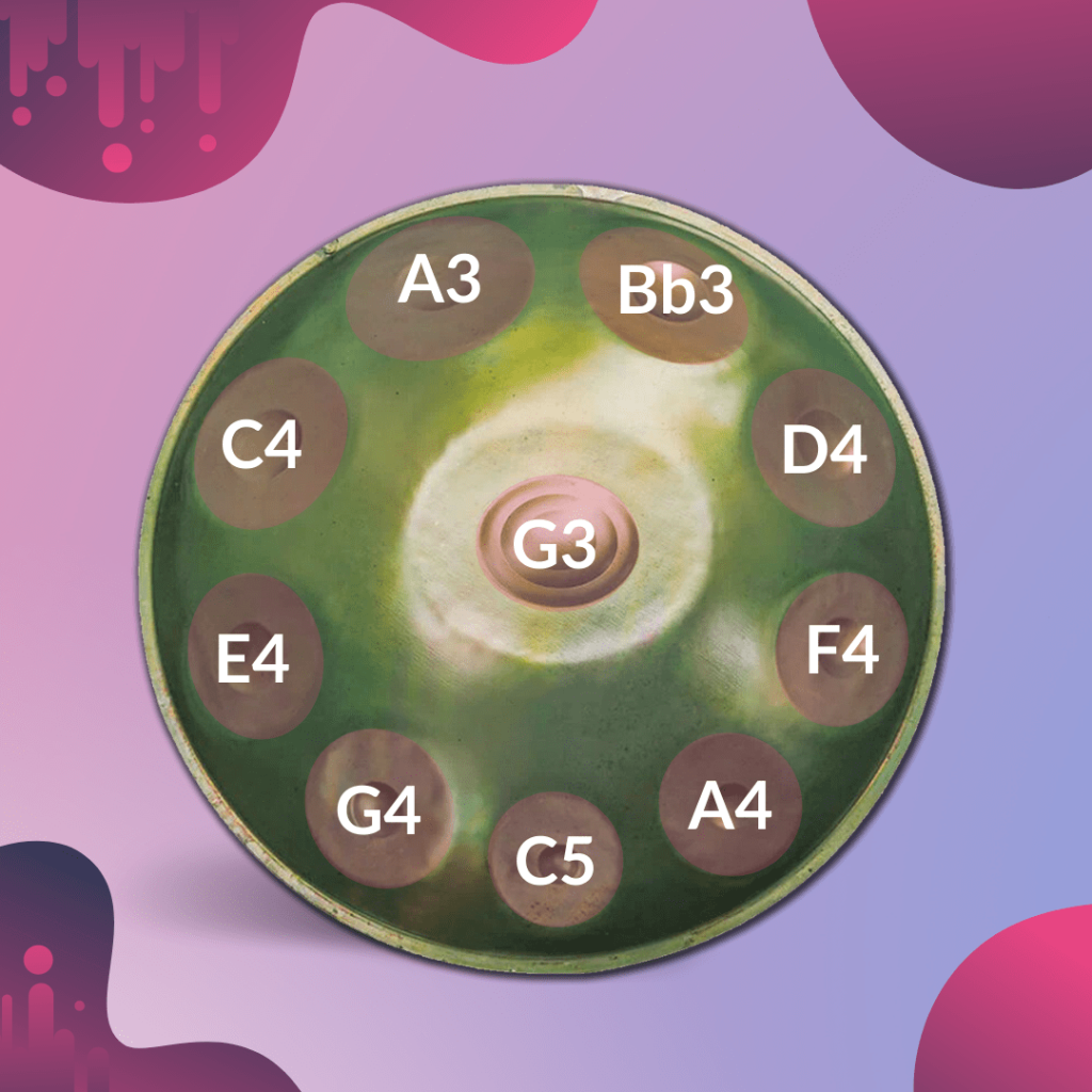 Handpan 10 Notes - Emerald Shell - D Minor